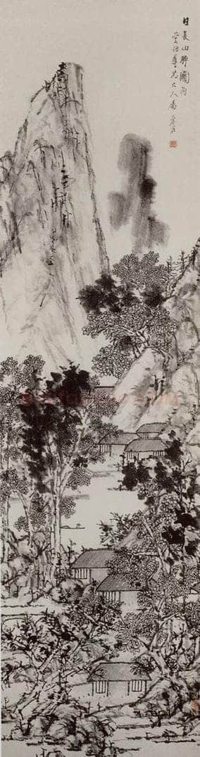 清 虚谷 《日长山静图轴》 书画作品
