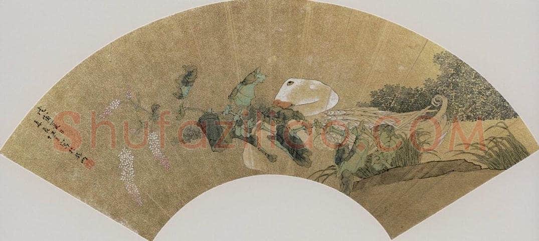 清 任薰 《鹅扇页》 书画作品