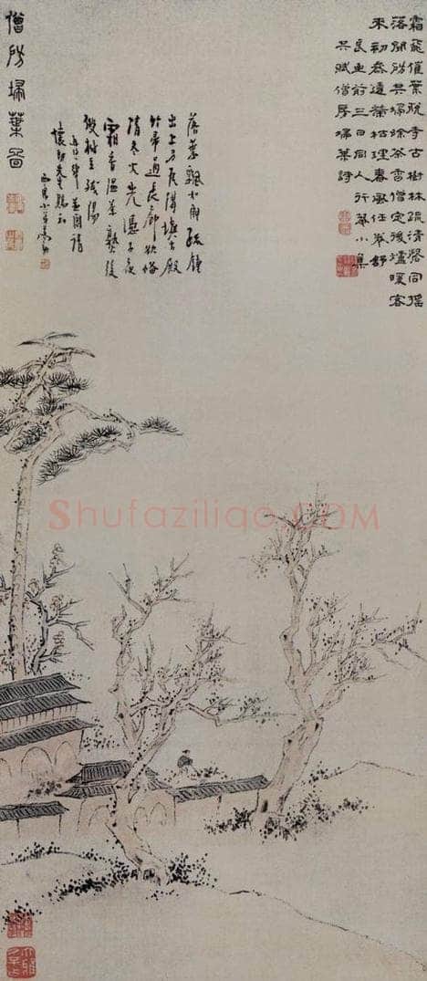清 高翔 《僧房扫叶图轴》 书画作品