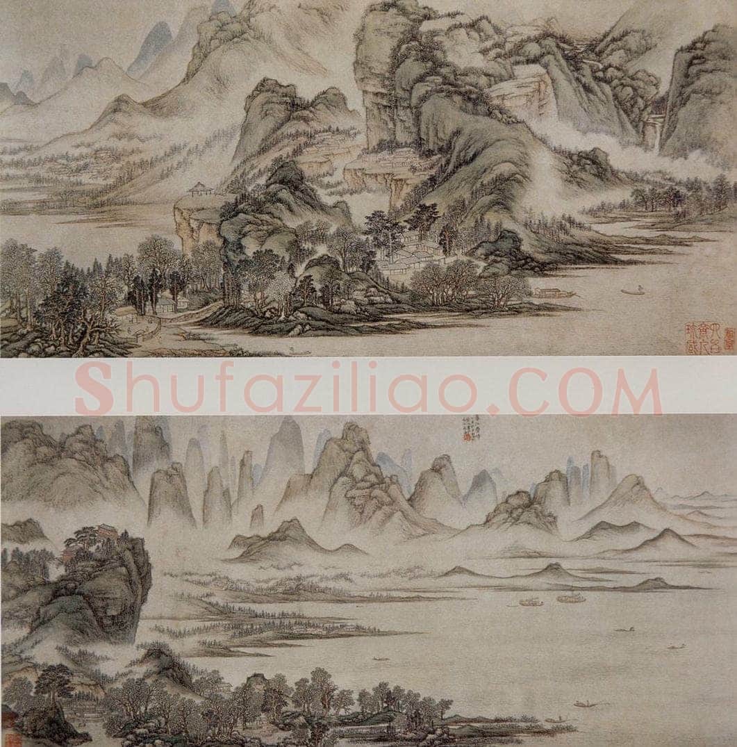 清 蔡嘉 《春江叠嶂图卷》 书画作品