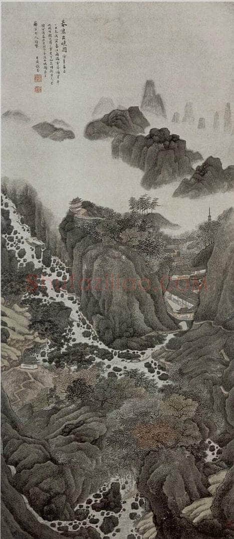 清 张崟 《春流出峡图轴》 书画作品