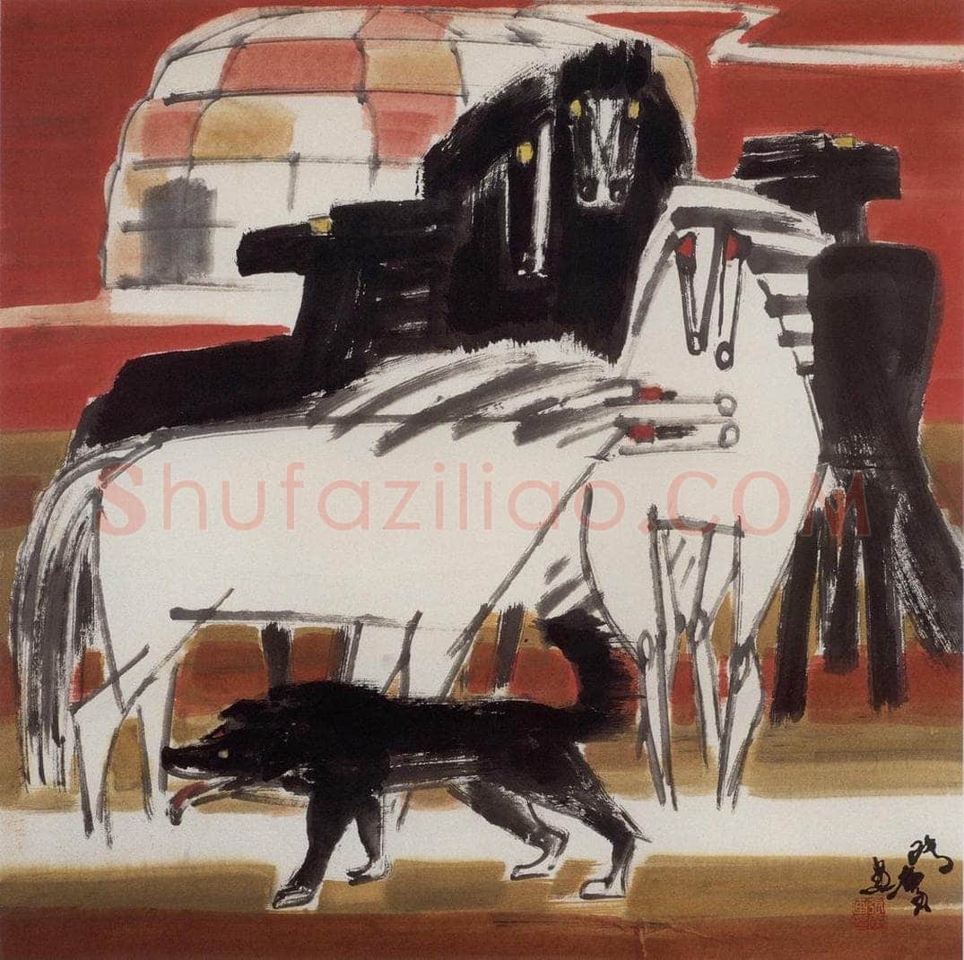 现代 张广 《草原金秋》 书画作品
