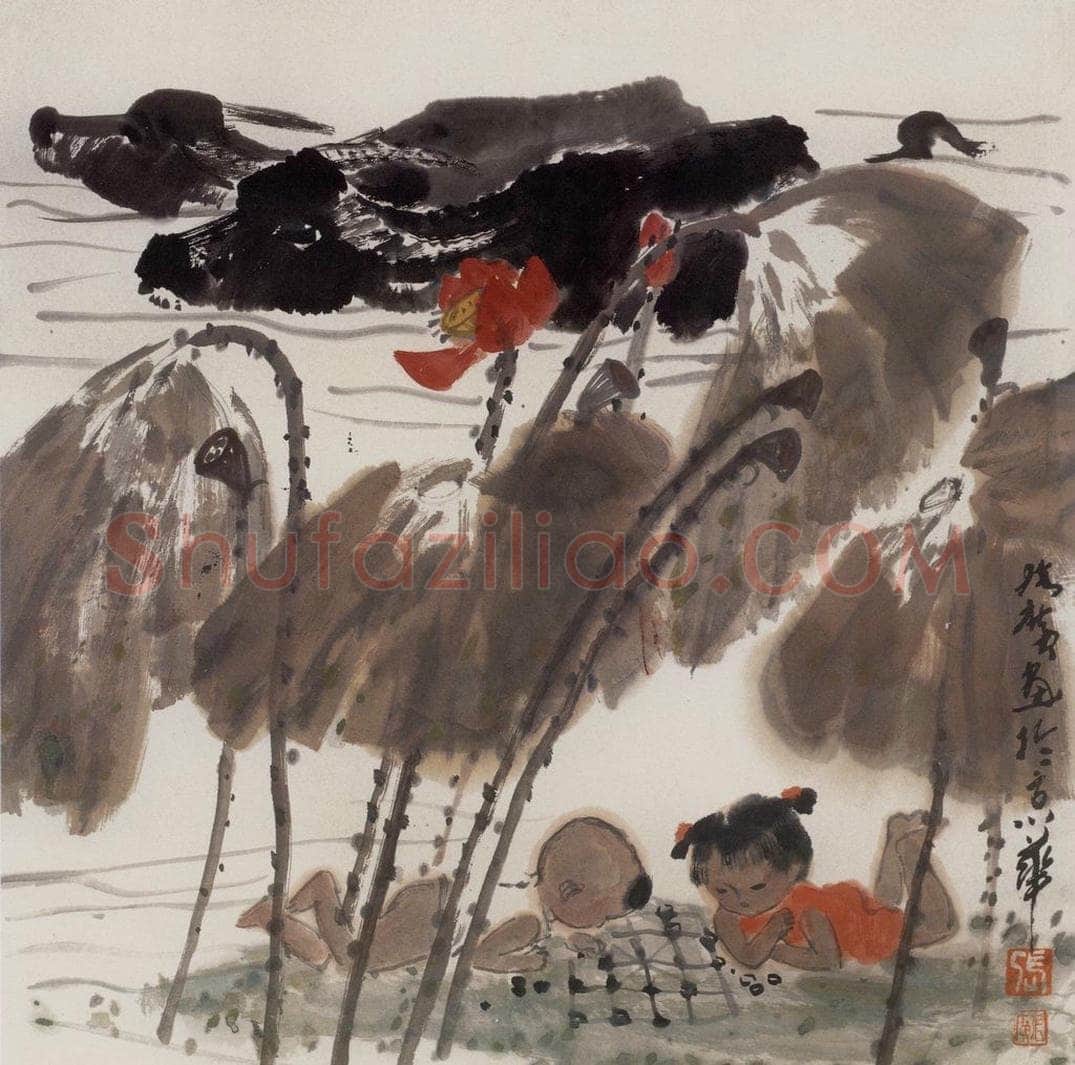 现代 张广 《对弈图》 书画作品