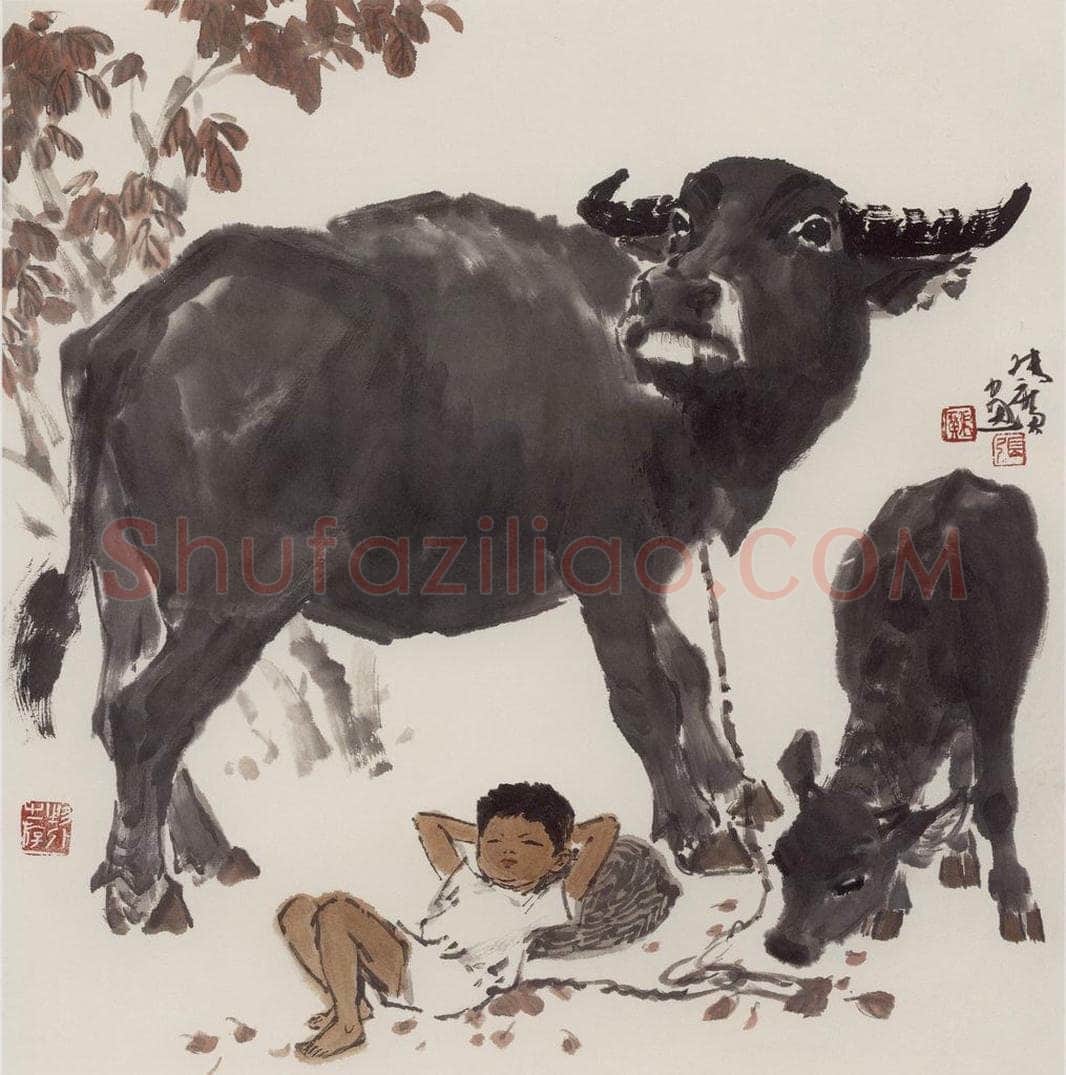 现代 张广 《谁家牧童睡正着》 书画作品