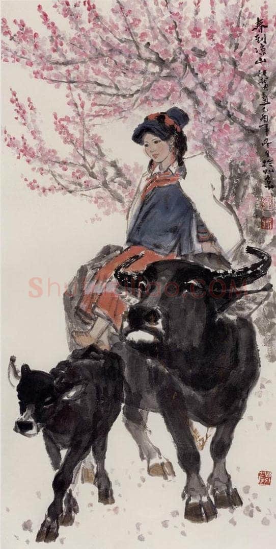现代 张广 《桃花盛开》 书画作品