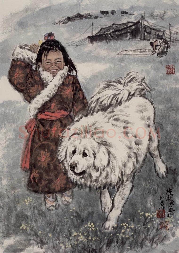现代 张广 《伙伴》 书画作品