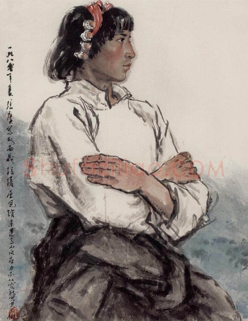 现代 张广 《藏族青年》 书画作品