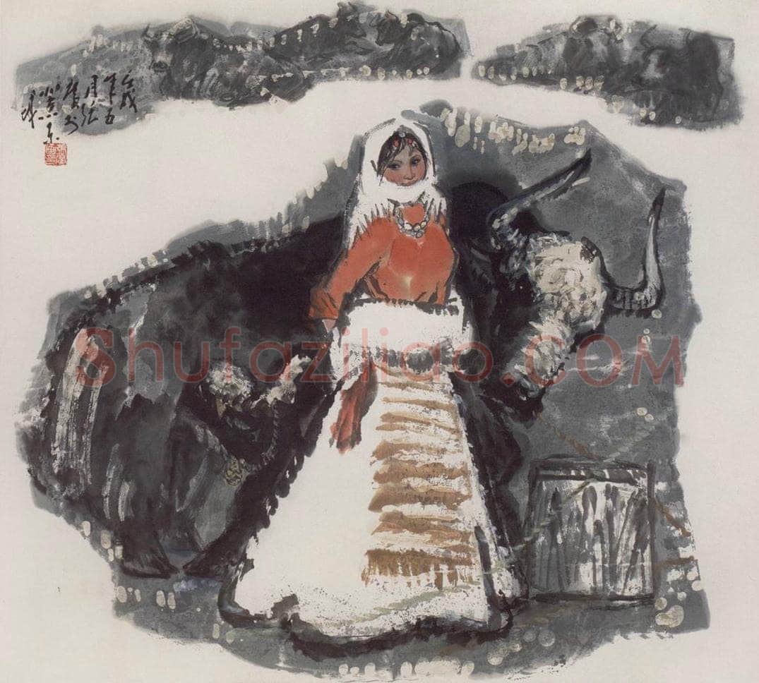 现代 张广 《藏北风情》 书画作品
