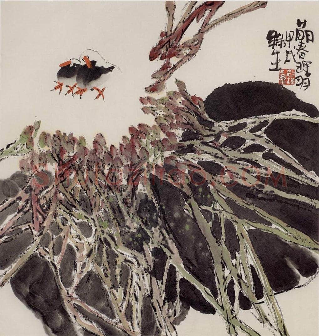 1994年 赵梅生 《萌春理羽》 书画作品