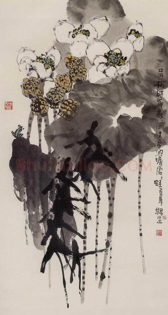 2002年 赵梅生 《黄梅时节家家雨 青草池塘处处蛙》 书画作品