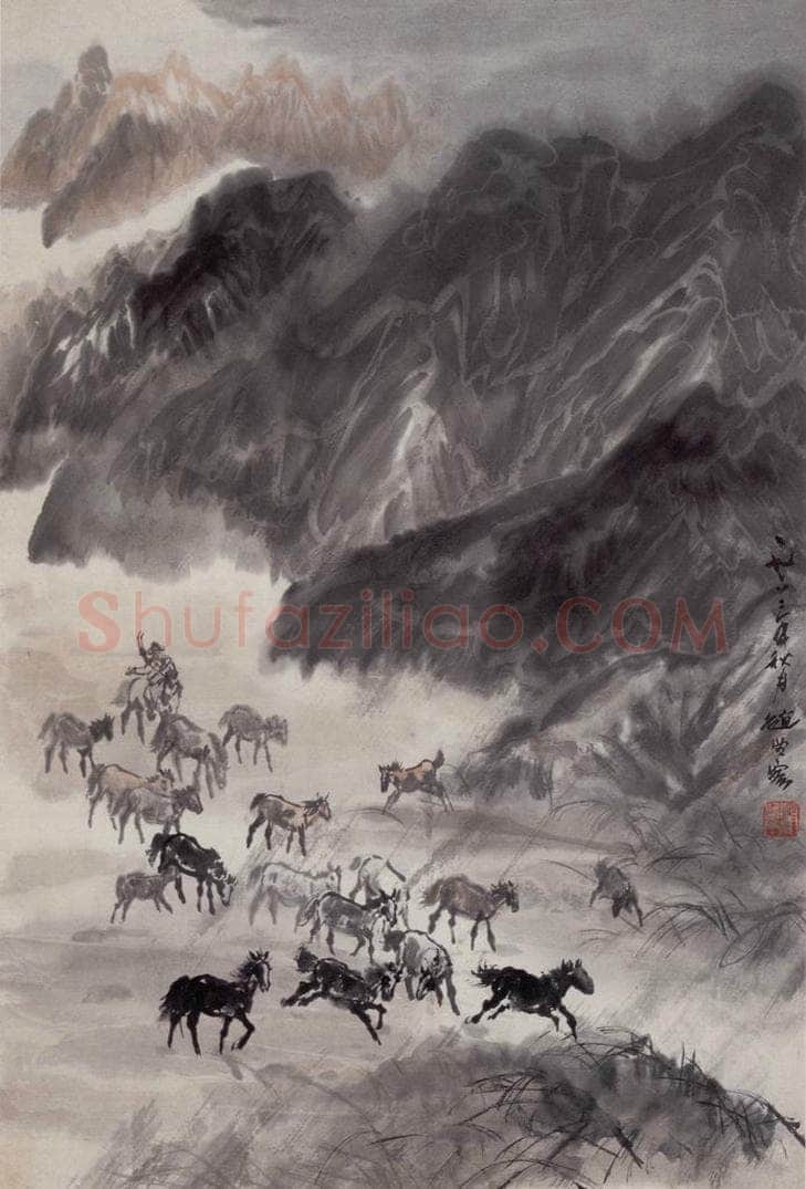 1962年 赵望云 《风雨牧归》 书画作品