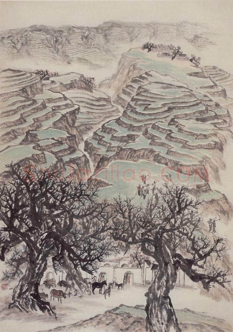 1963年 赵望云 《渭北梯田》 书画作品