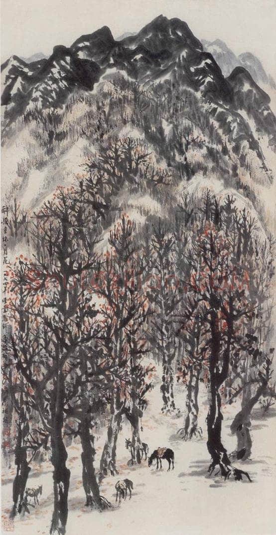 1964年 赵望云 《醉染重林二月花》 书画作品