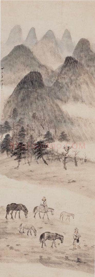 1947年 赵望云 《卅六年秋月》 书画作品