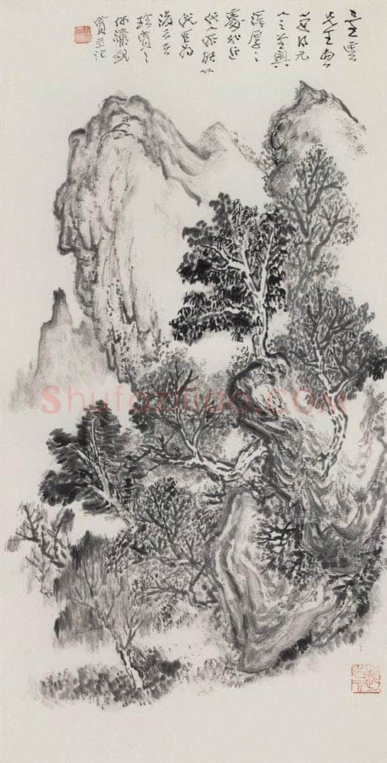 1976年 赵望云 《崖树临壑》 书画作品