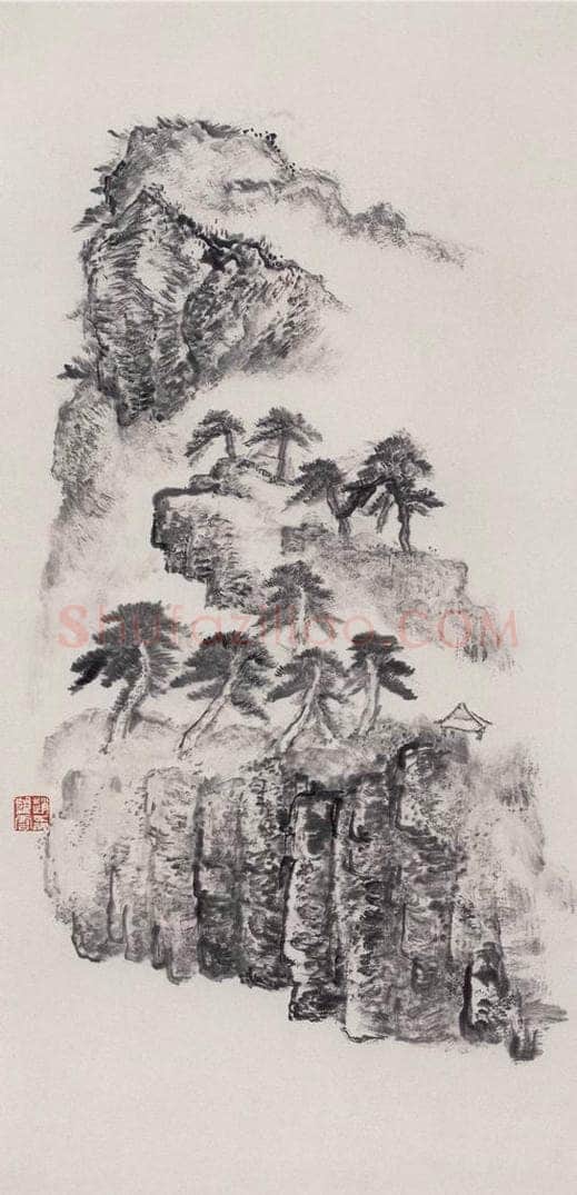 1976年 赵望云 《岭上青松》 书画作品