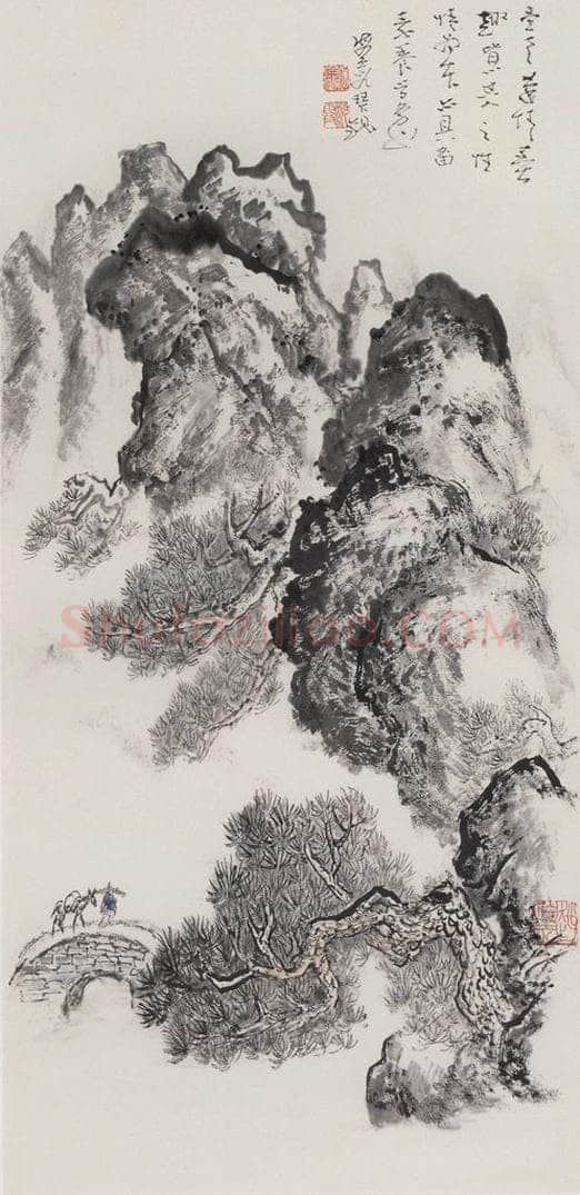 1976年 赵望云 《松风行旅》 书画作品