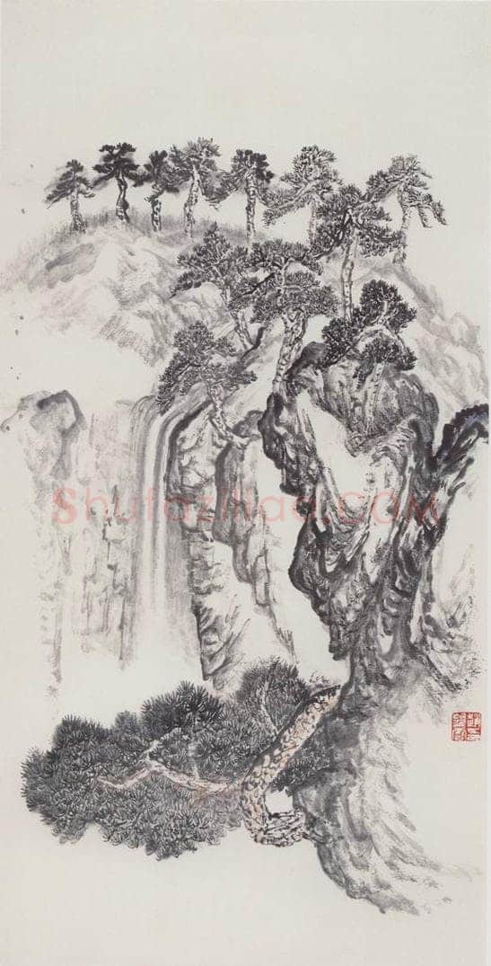 1976年 赵望云 《松岗飞泉》 书画作品