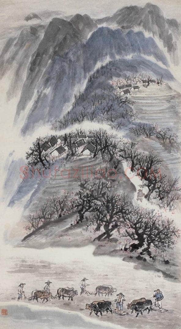1958年 赵望云 《巴山春耕》 书画作品