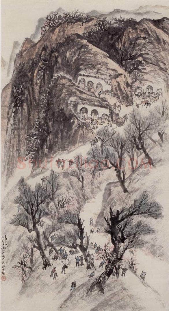 1960年 赵望云 《春日山村》 书画作品
