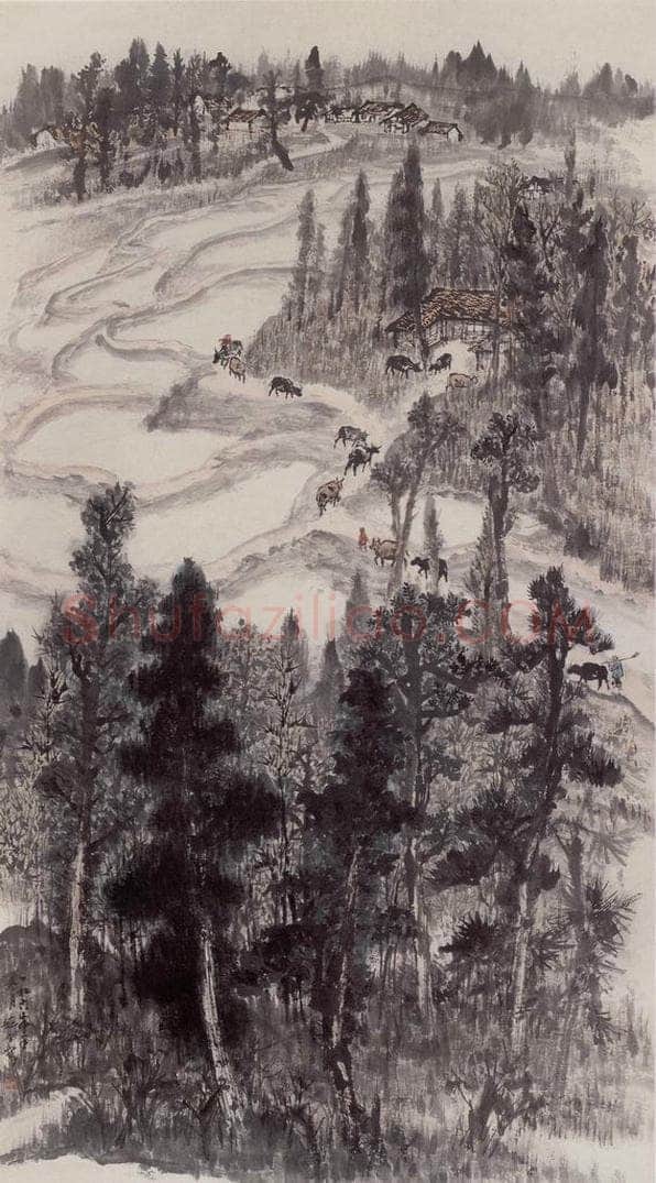 1960年 赵望云 《陕南山村即景》 书画作品