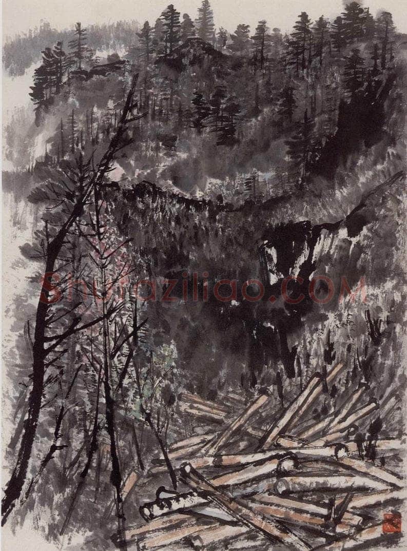 1961年 赵望云 《林区写景》 书画作品