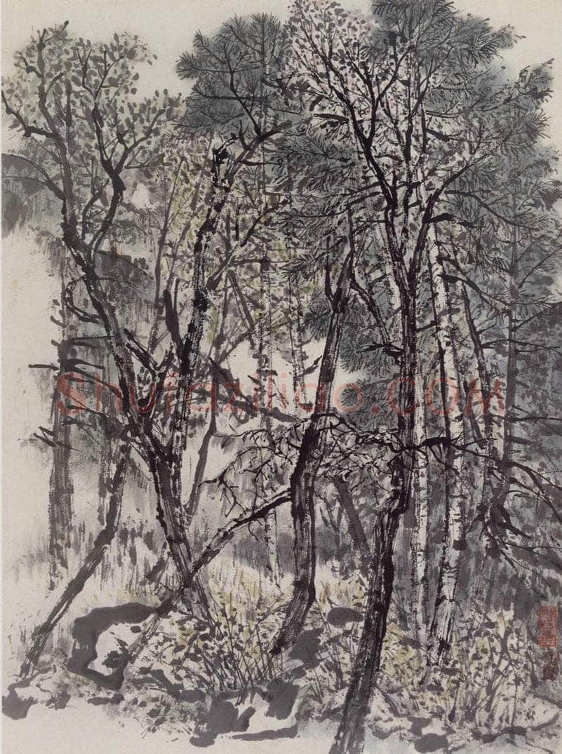 1961年 赵望云 《林区写景》 书画作品