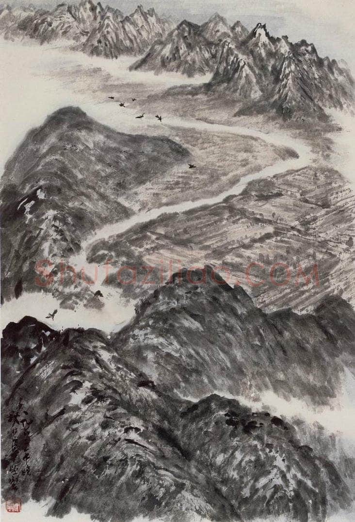 1962年 赵望云 《日月山下》 书画作品