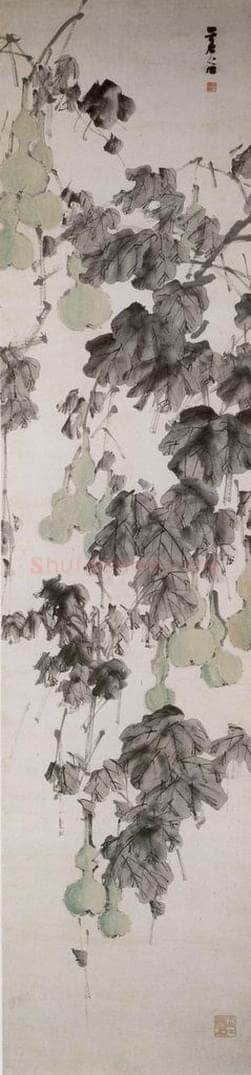 清 虚谷 《果木屏·葫芦图轴》 书画作品