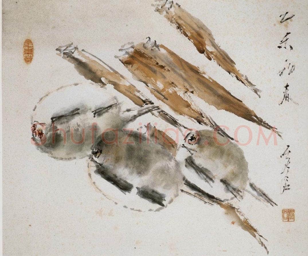 清 虚谷 《杂画册·鲜笋肥豚》 书画作品