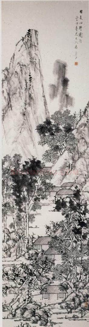 清 虚谷 《日长山静图轴》 书画作品