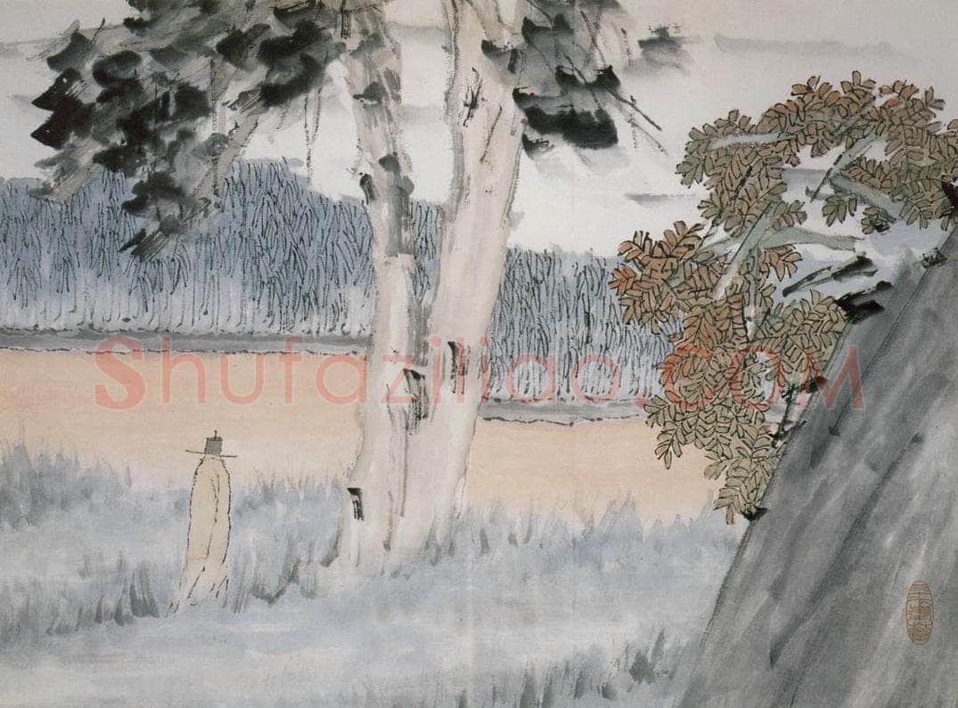 清 虚谷 《山水册·叢荫消闲》 书画作品