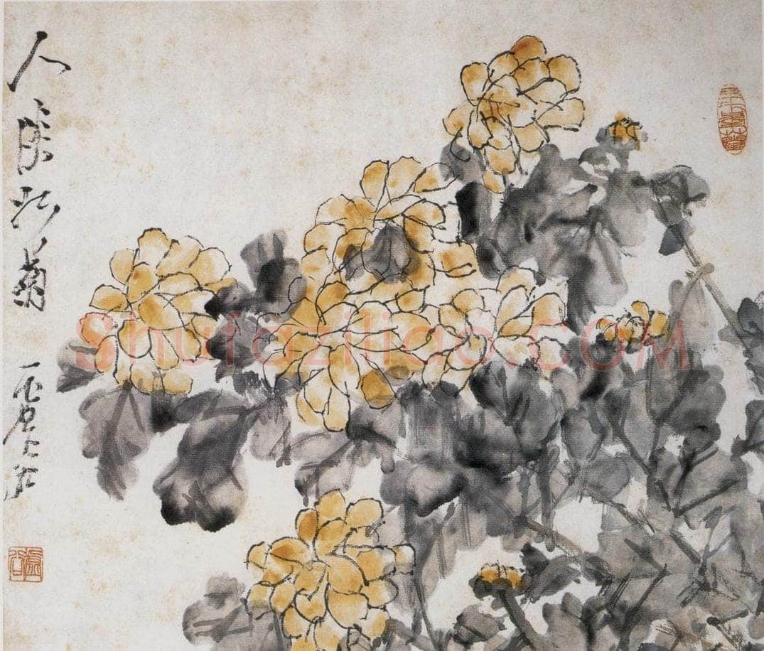 清 虚谷 《人淡如菊》 书画作品