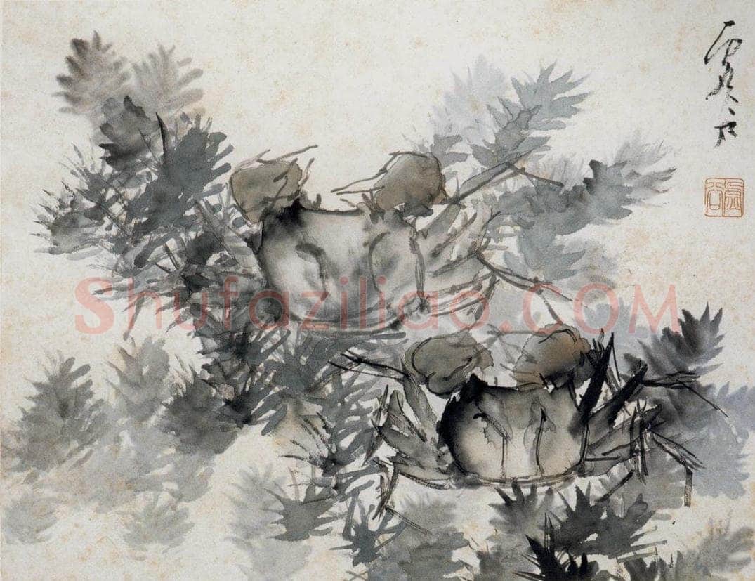 清 虚谷 《花鸟水族图册》 书画作品