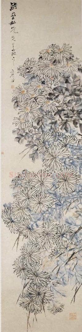清 虚谷 《菊花图轴》 书画作品