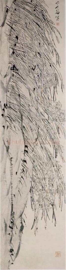 清 虚谷 《兰花图轴》 书画作品