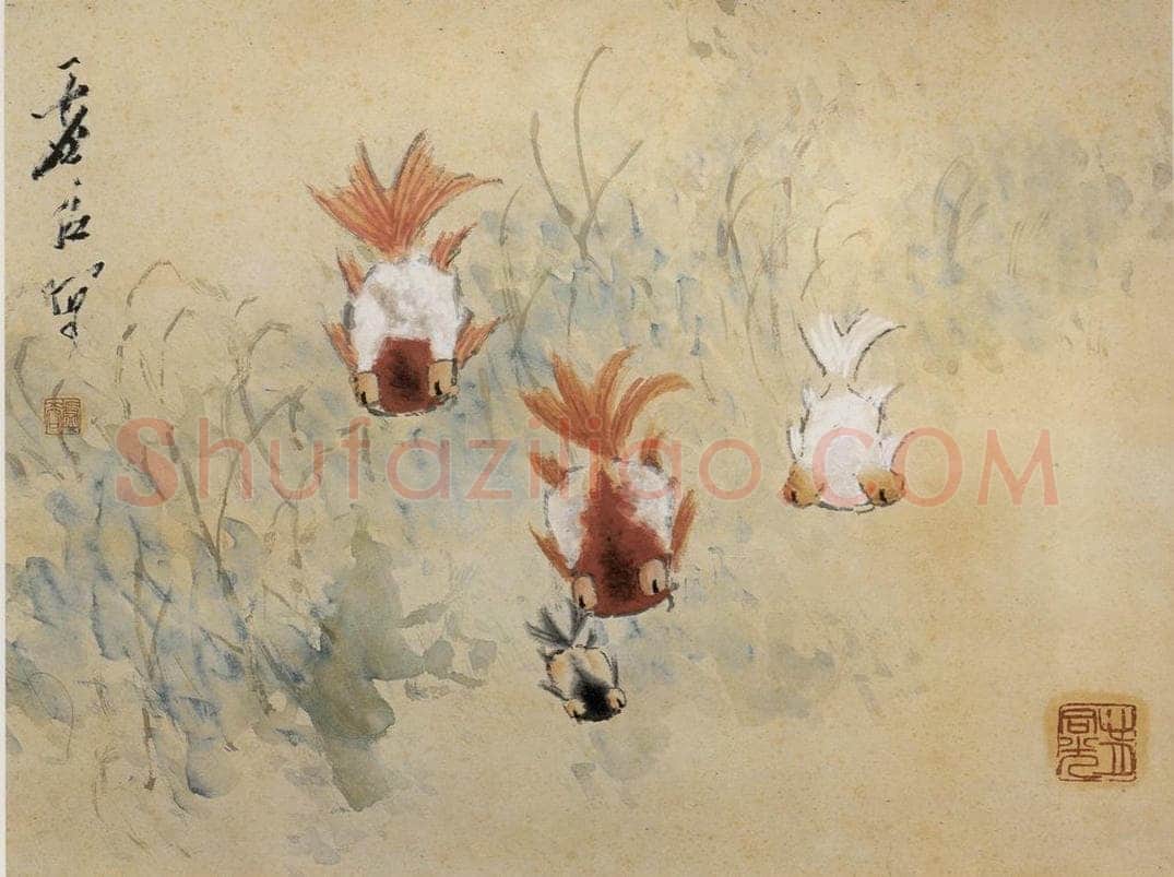 清 虚谷 《花卉四段图卷》 书画作品
