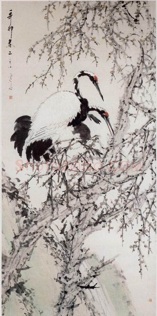 清 虚谷 《梅鹤图轴》 书画作品