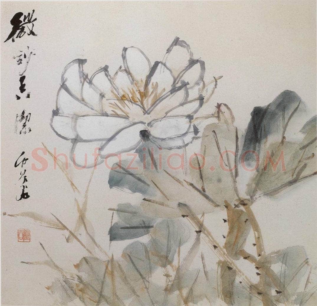 清 虚谷 《杂画册之莲花荷叶》 书画作品