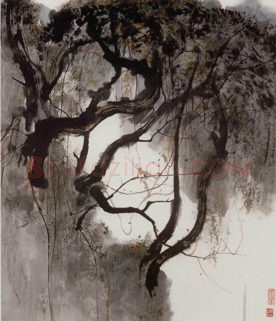 1979年 吴冠中 树丛 书画作品