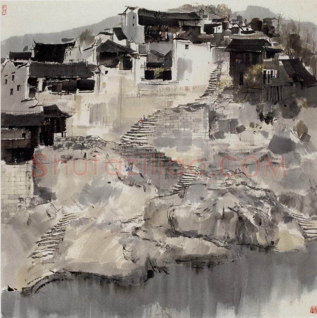 1979年 吴冠中 湘西渡口 书画作品