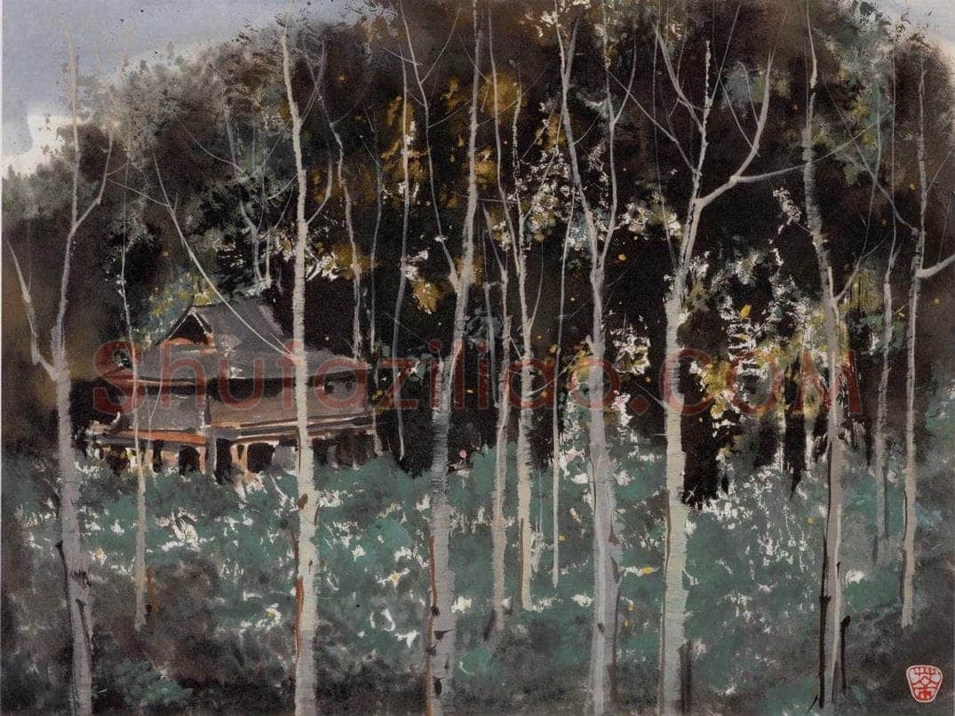 1979年 吴冠中 忆西双版纳 书画作品