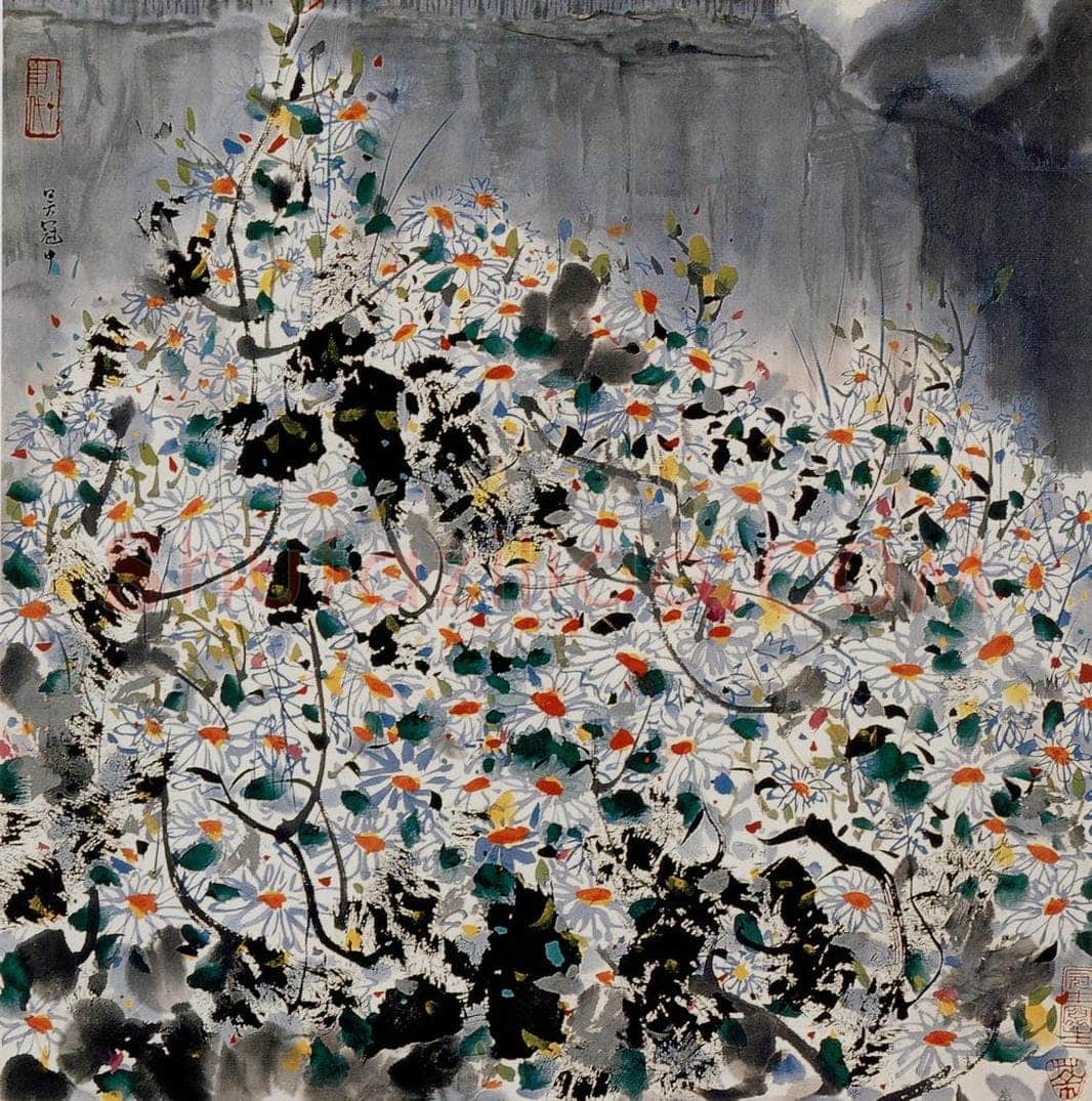 1980年 吴冠中 野菊 书画作品