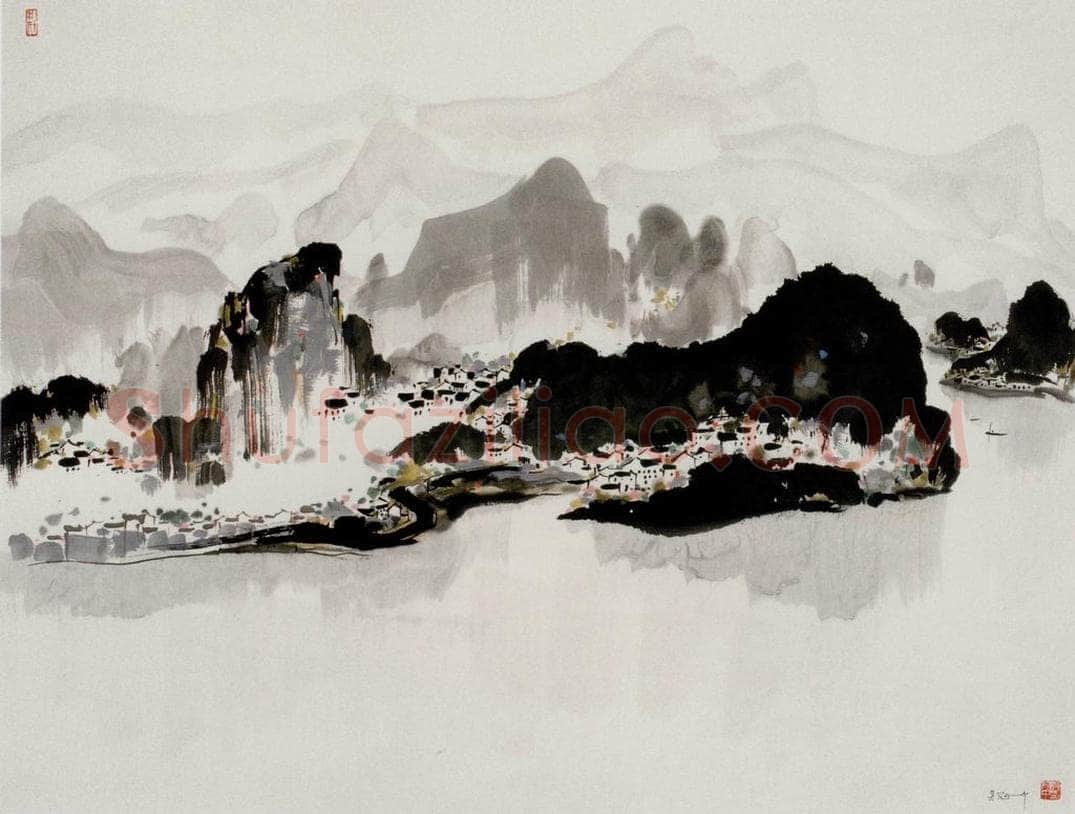 1982年 吴冠中 桂林漓江 书画作品