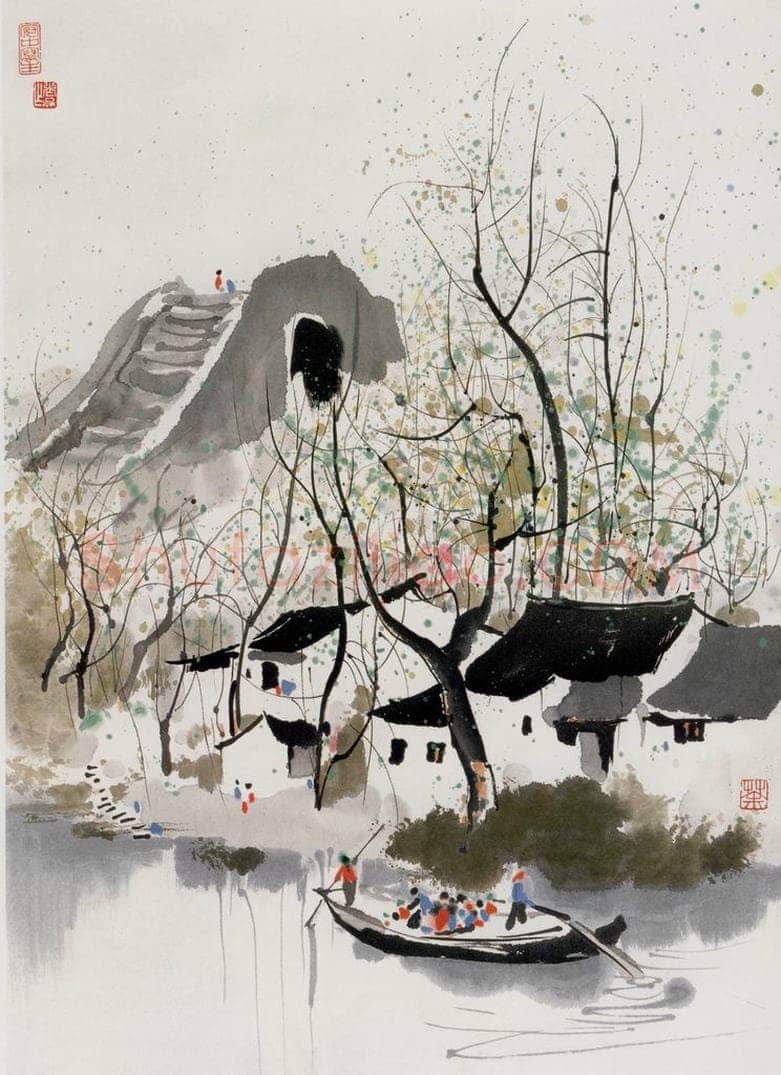1982年 吴冠中 江南岸 书画作品