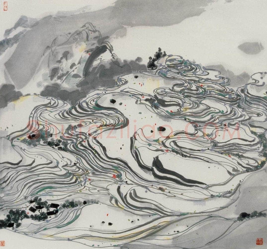 1982年 吴冠中 水田 书画作品