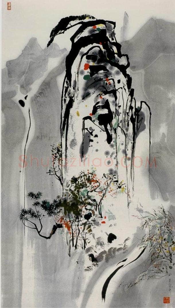 1983年 吴冠中 黄山喜鹊登梅 书画作品