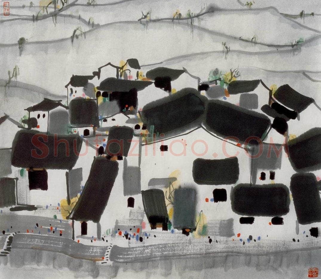 1983年 吴冠中 水乡 书画作品