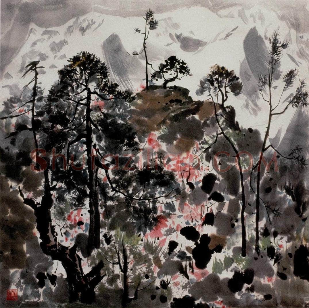 1983年 吴冠中 玉龙山花 书画作品