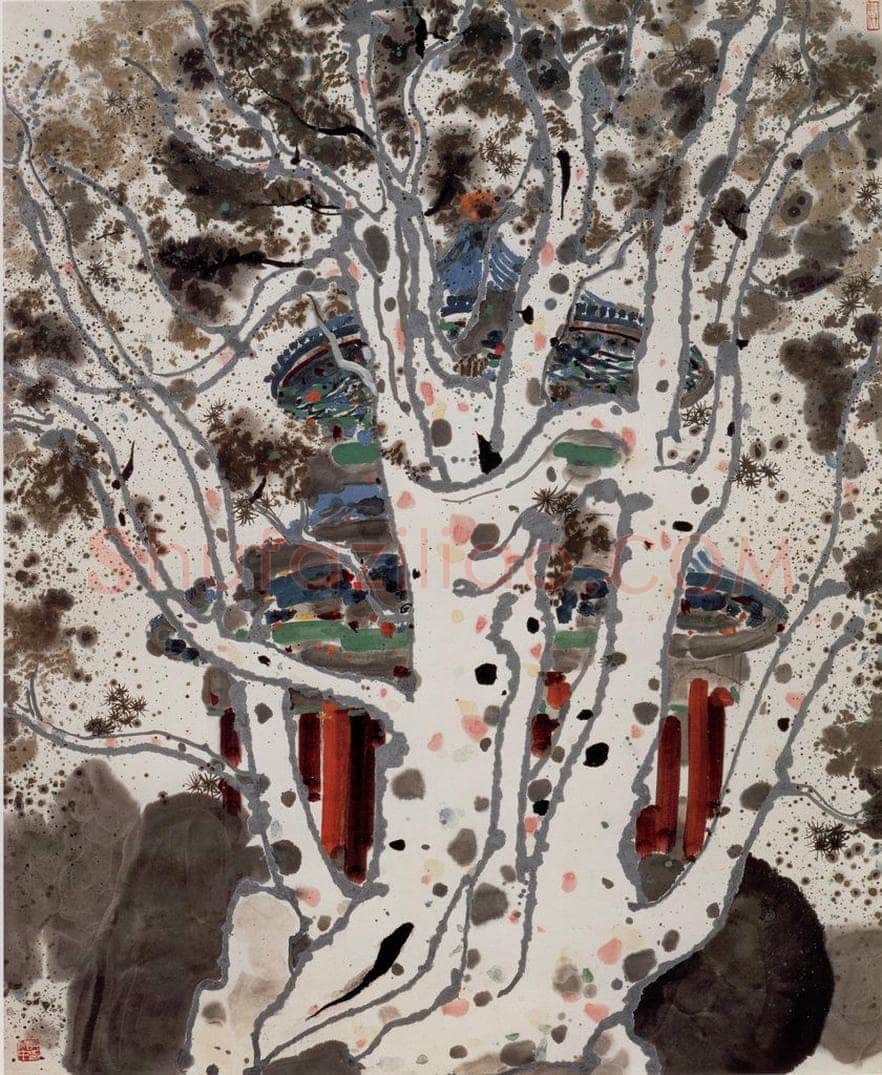 1984年 吴冠中 白皮松 书画作品